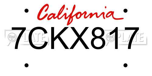 7CKX817 California License Plate
