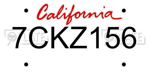 7CKZ156 California License Plate