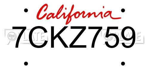 7CKZ759 California License Plate
