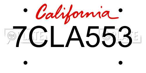 7CLA553 California License Plate