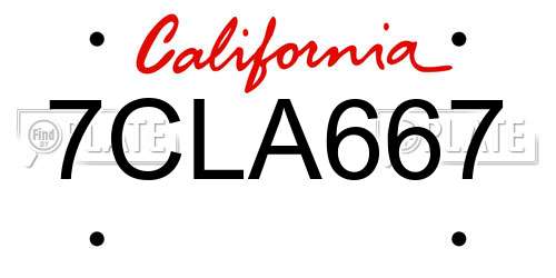 7CLA667 California License Plate