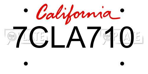 7CLA710 California License Plate