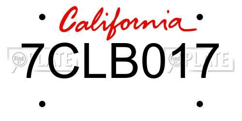 7CLB017 California License Plate