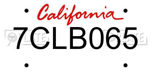 7CLB065 California License Plate