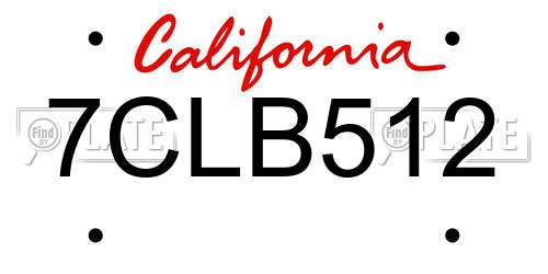 7CLB512 California License Plate