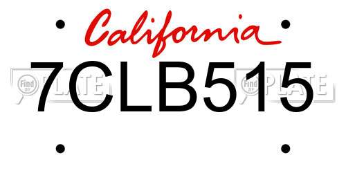 7CLB515 California License Plate
