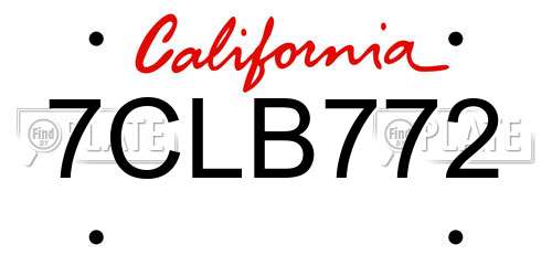7CLB772 California License Plate