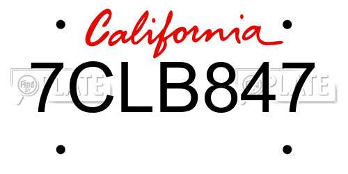 7CLB847 California License Plate