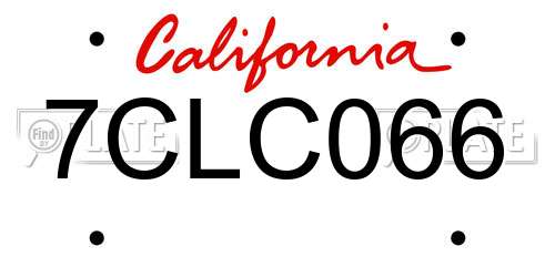 7CLC066 California License Plate