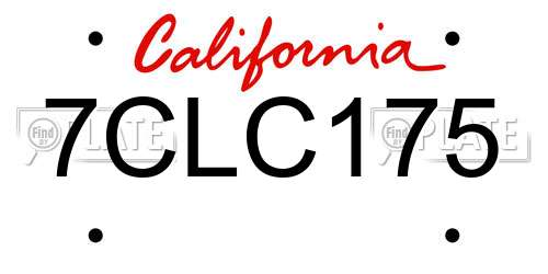 7CLC175 California License Plate