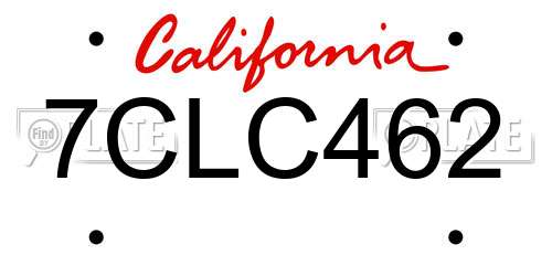 7CLC462 California License Plate