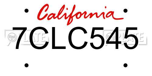 7CLC545 California License Plate