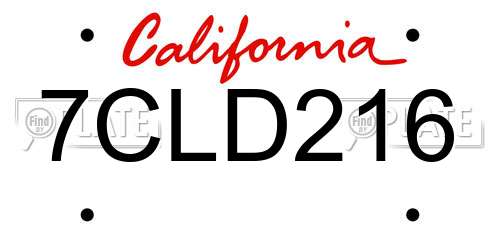 7CLD216 California License Plate