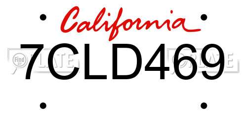 7CLD469 California License Plate
