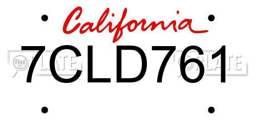 7CLD761 California License Plate