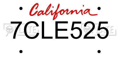 7CLE525 California License Plate