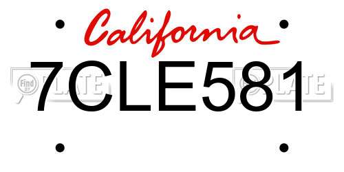 7CLE581 California License Plate