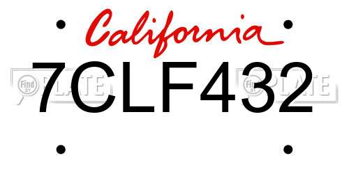 7CLF432 California License Plate