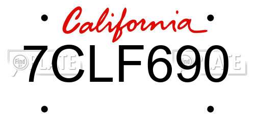 7CLF690 California License Plate