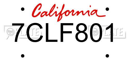 7CLF801 California License Plate
