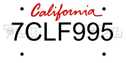 7CLF995 California License Plate