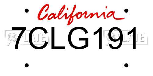 7CLG191 California License Plate
