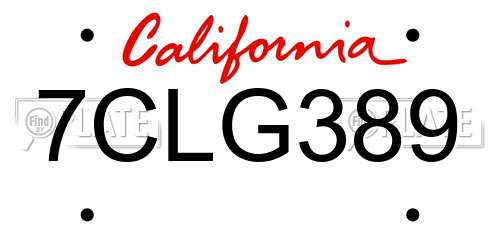 7CLG389 California License Plate