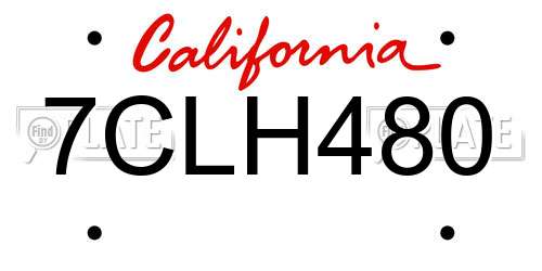 7CLH480 California License Plate