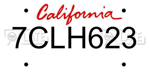 7CLH623 California License Plate
