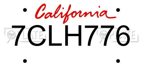 7CLH776 California License Plate