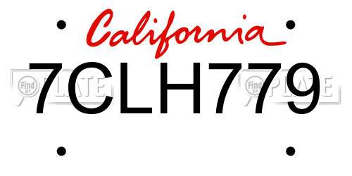 7CLH779 California License Plate