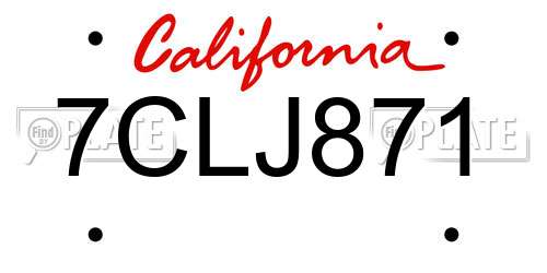 7CLJ871 California License Plate