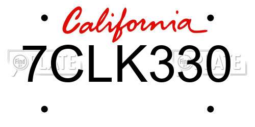 7CLK330 California License Plate