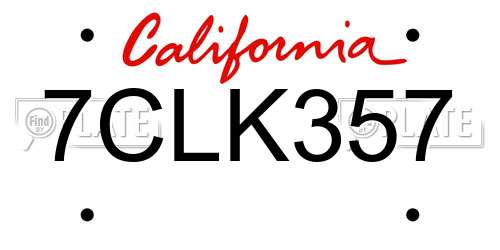 7CLK357 California License Plate
