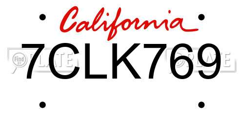 7CLK769 California License Plate