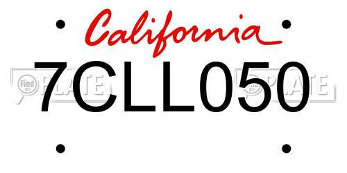 7CLL050 California License Plate