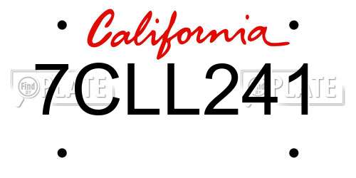 7CLL241 California License Plate