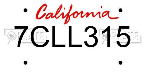 7CLL315 California License Plate
