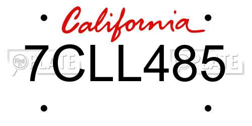 7CLL485 California License Plate