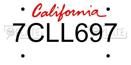 7CLL697 California License Plate