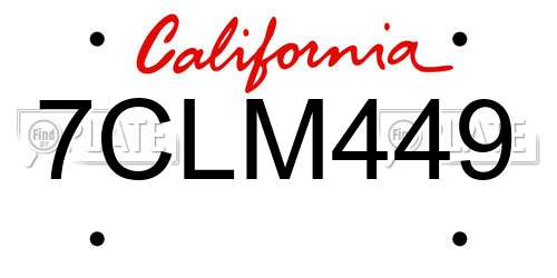 7CLM449 California License Plate