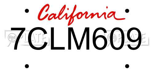7CLM609 California License Plate