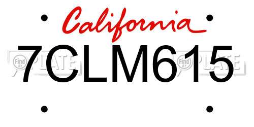 7CLM615 California License Plate