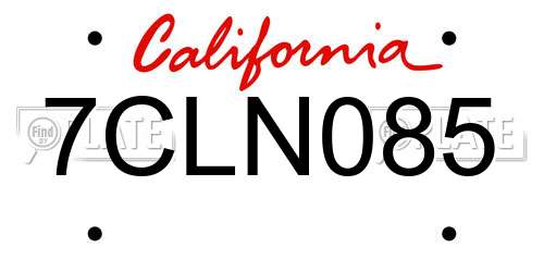 7CLN085 California License Plate