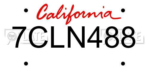 7CLN488 California License Plate