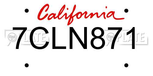 7CLN871 California License Plate