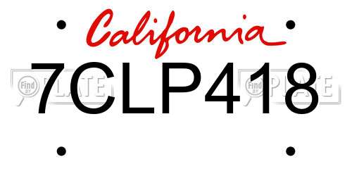 7CLP418 California License Plate