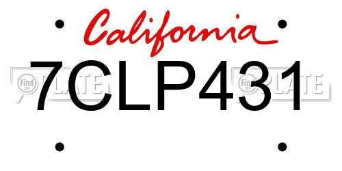 7CLP431 California License Plate