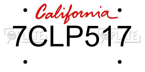 7CLP517 California License Plate