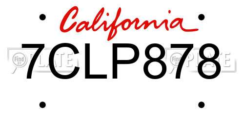 7CLP878 California License Plate